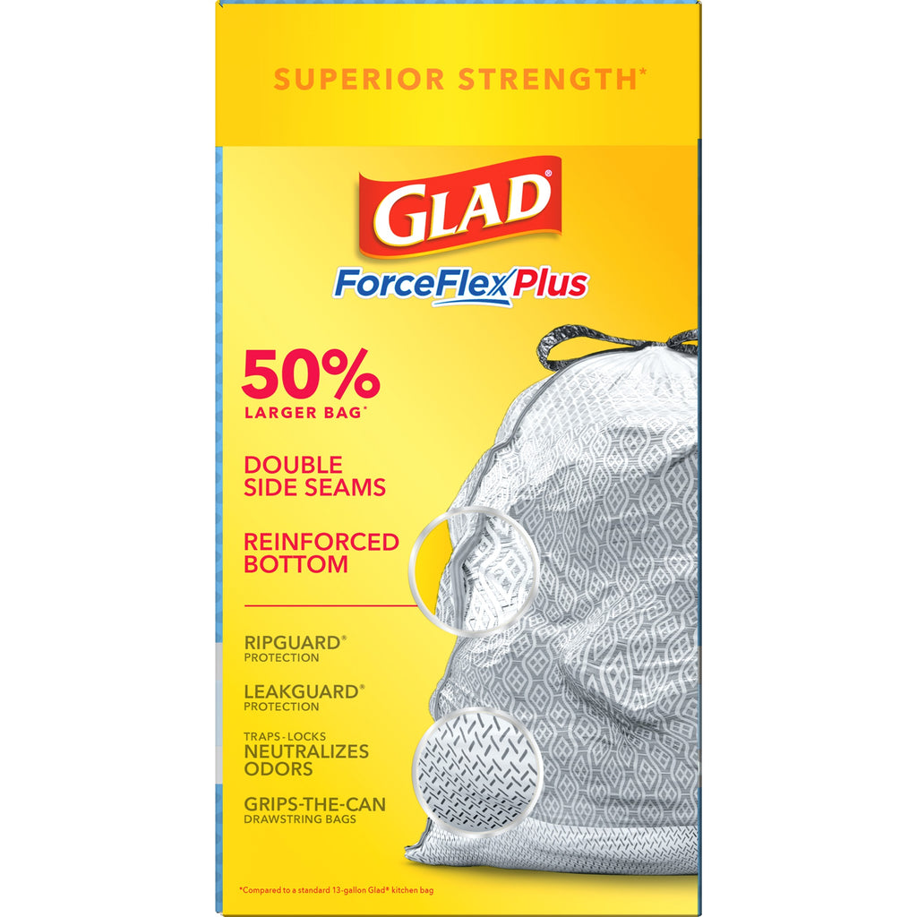 20 Gallon Grey Kitchen Drawstring Trash Bags, 80 Count F41593