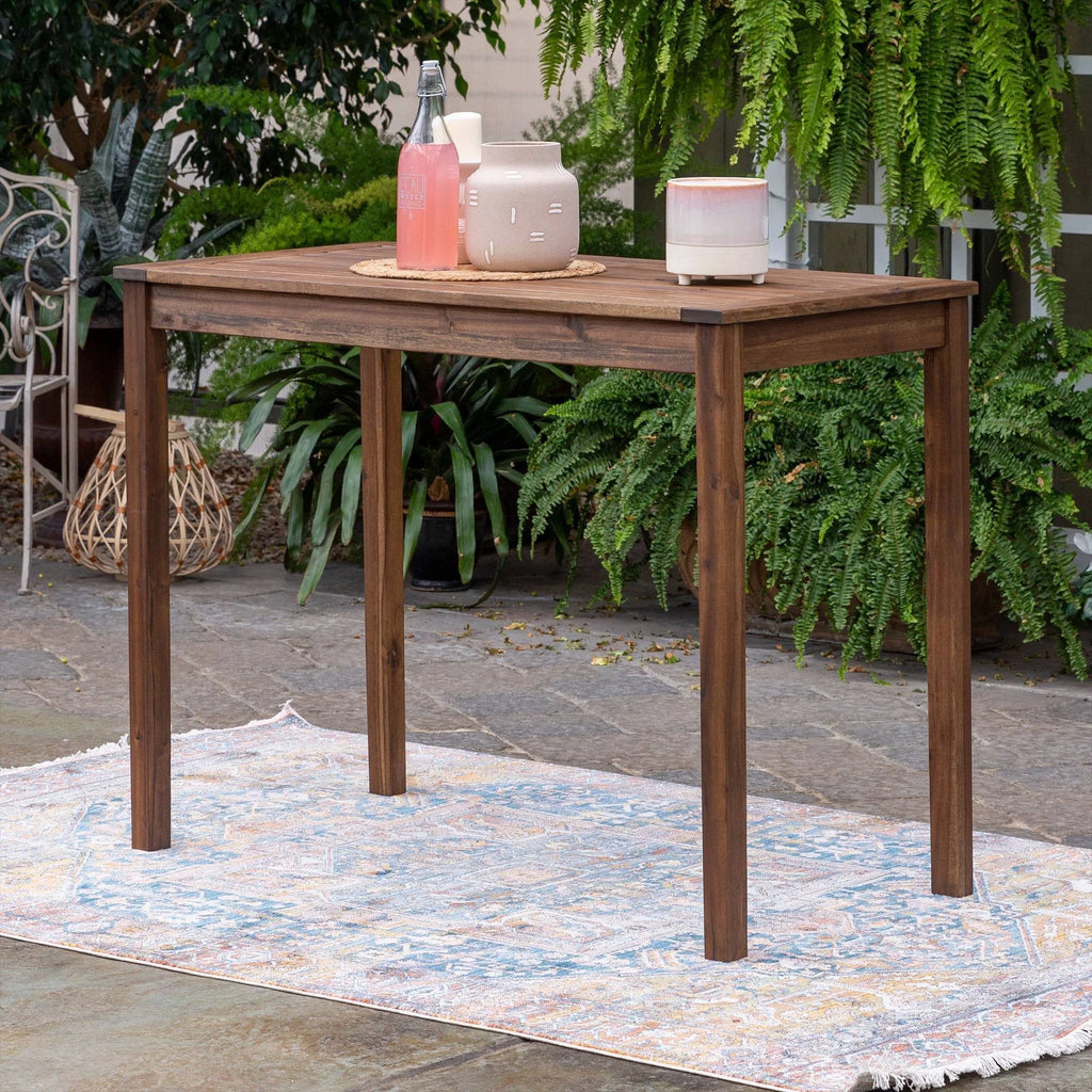 Dark Brown Acacia Wood Rectangle Counter Height Patio Table F212