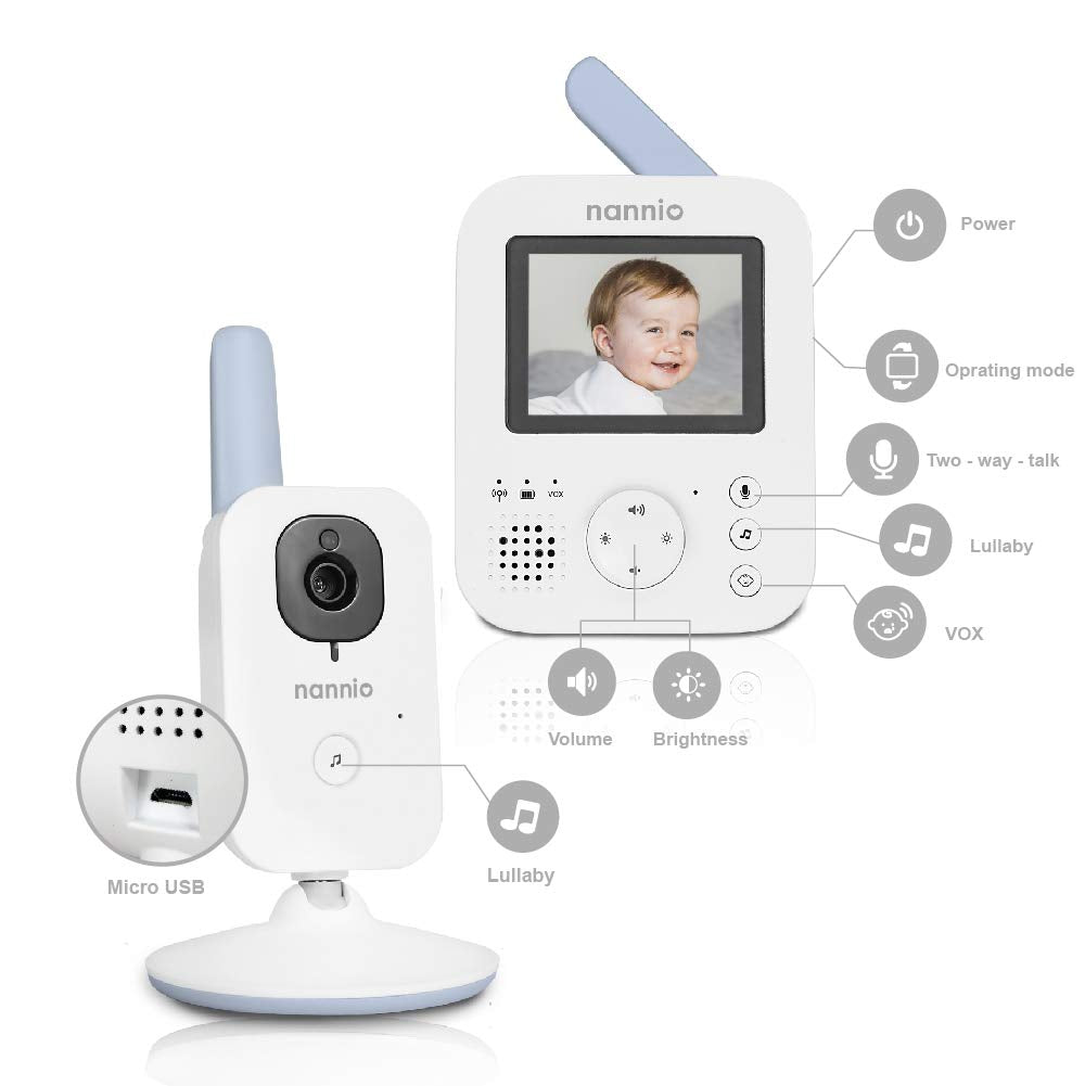 Video Baby Monitor with Night Light & Vibration, 3.5 Camera Monitor, Two-Way Audio B24615