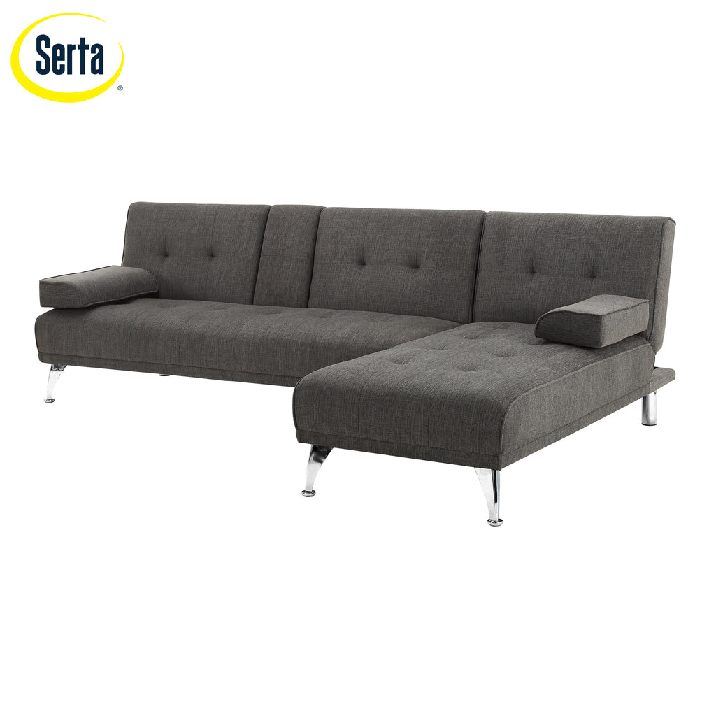 Charcoal Gray Fabric Indoor Sectional Sofa with Chaise I52496