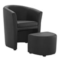 Black Faux Leather Armchair and Ottoman A8149