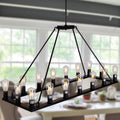 Black 10 Lights Rectangle Chandelier X2617