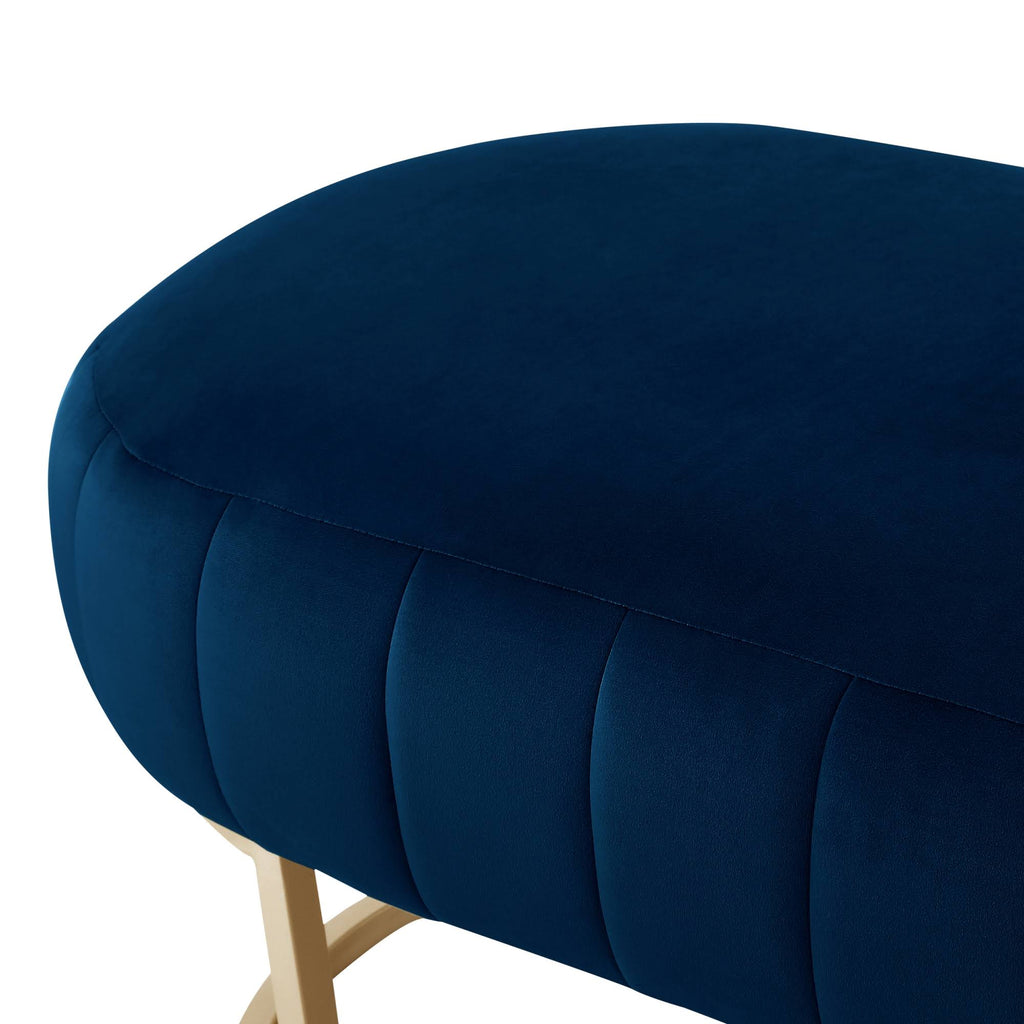 Navy/Gold Velvet Bench C4196
