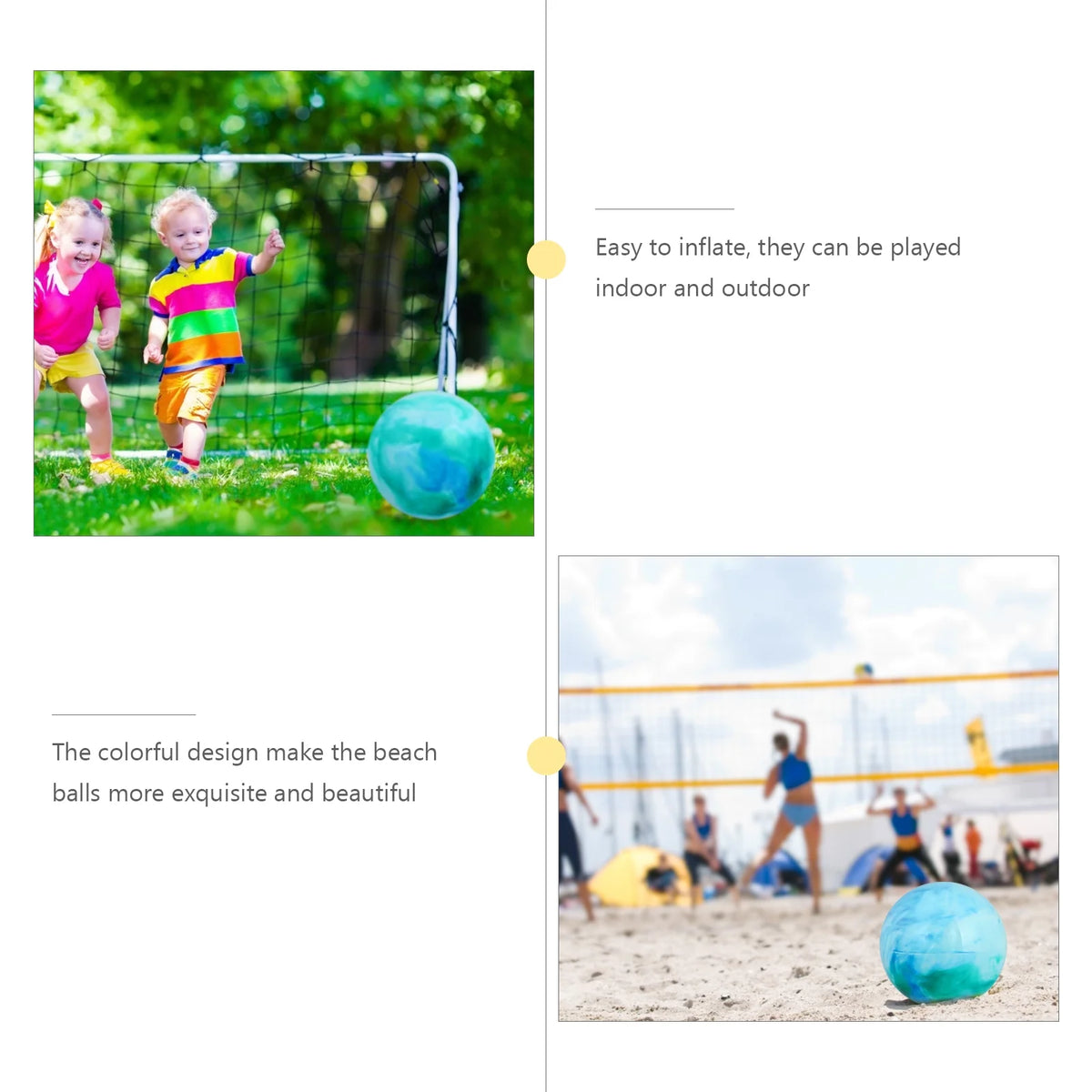 5 PCS Beach Ball Inflatables Glossy Panel Children’s Toys Pvc I3114