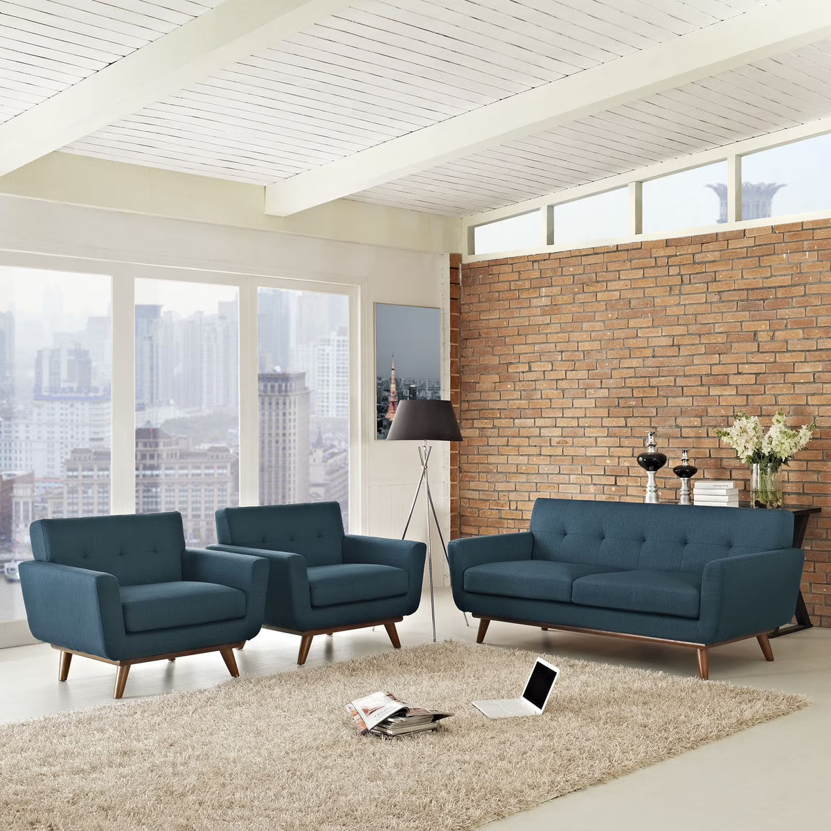 Azure Armchairs and Loveseat Set of 3 M87277