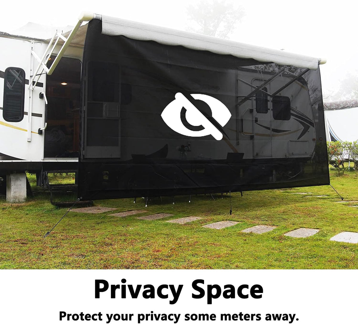 Black Mesh RV Awning Sun Shade 7'x15'2 E94480
