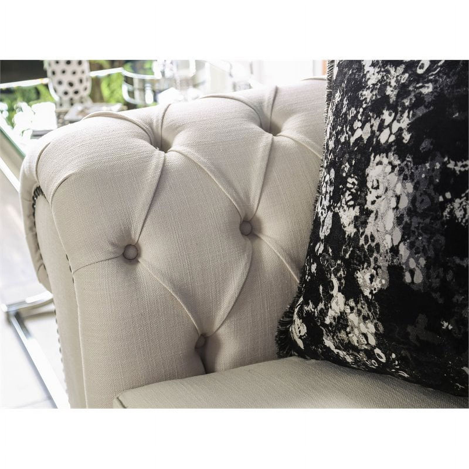 Beige/Black Transitional Fabric Sofa with Pillows A640