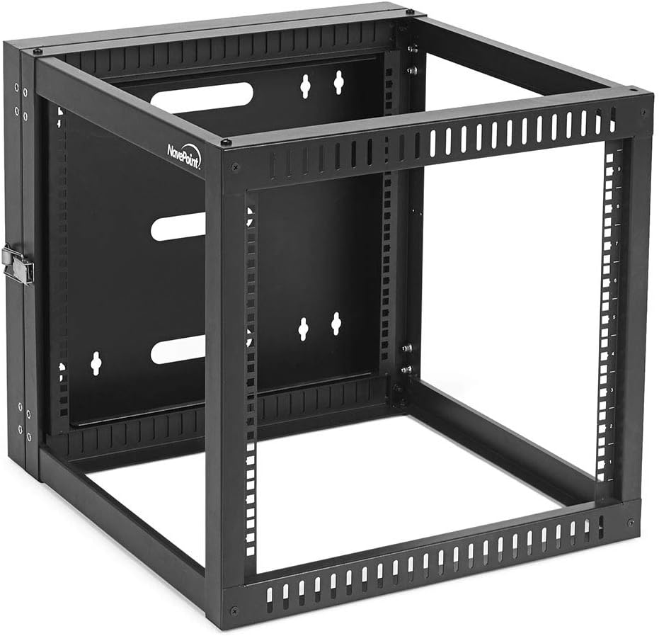 9U Hinged Open Frame Wall-Mount Network Rack, 4-Post 24 Inch Depth V652731