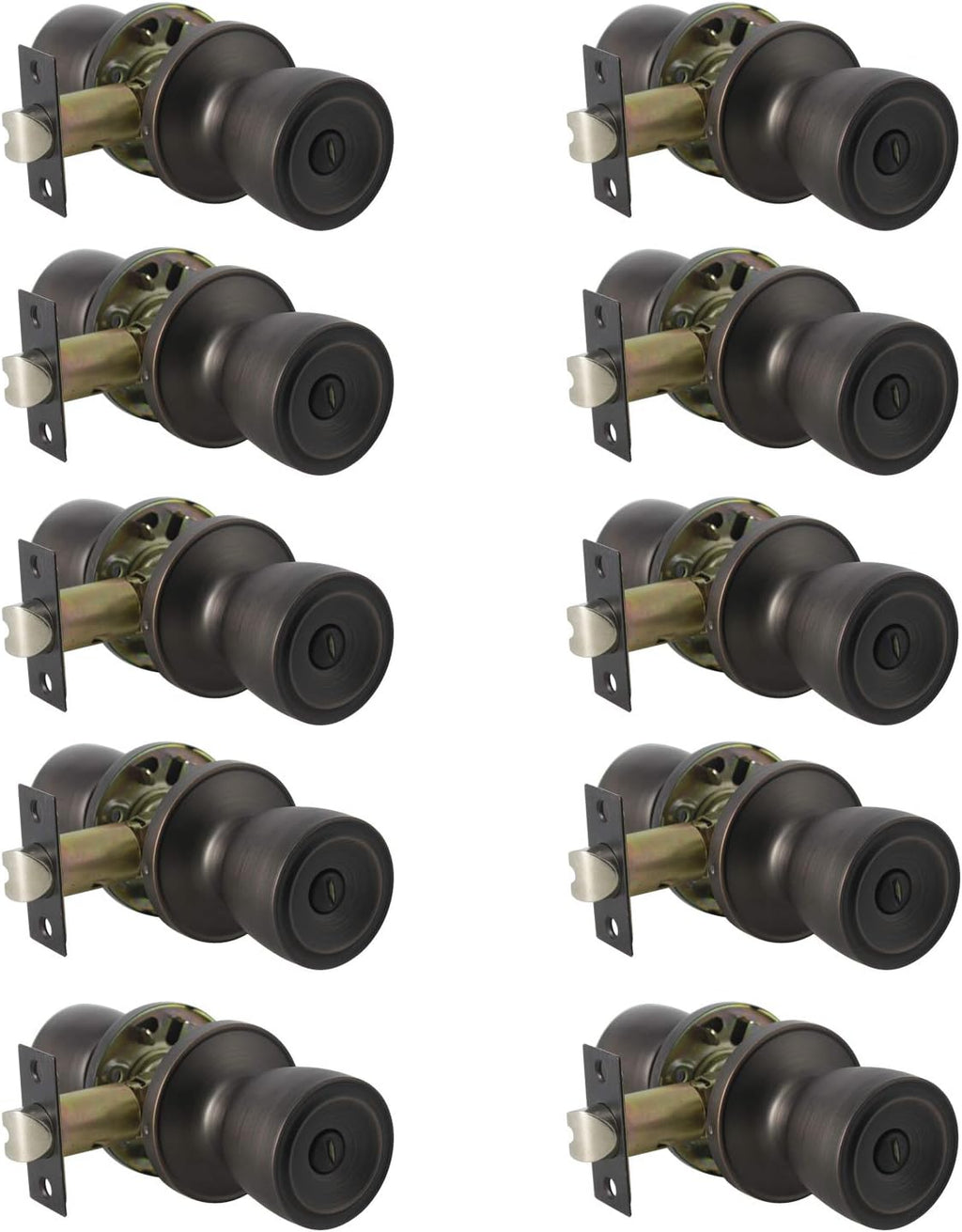 10 Pack Privacy Keyless Doorknobs in Oil Rubbed Bronze L434