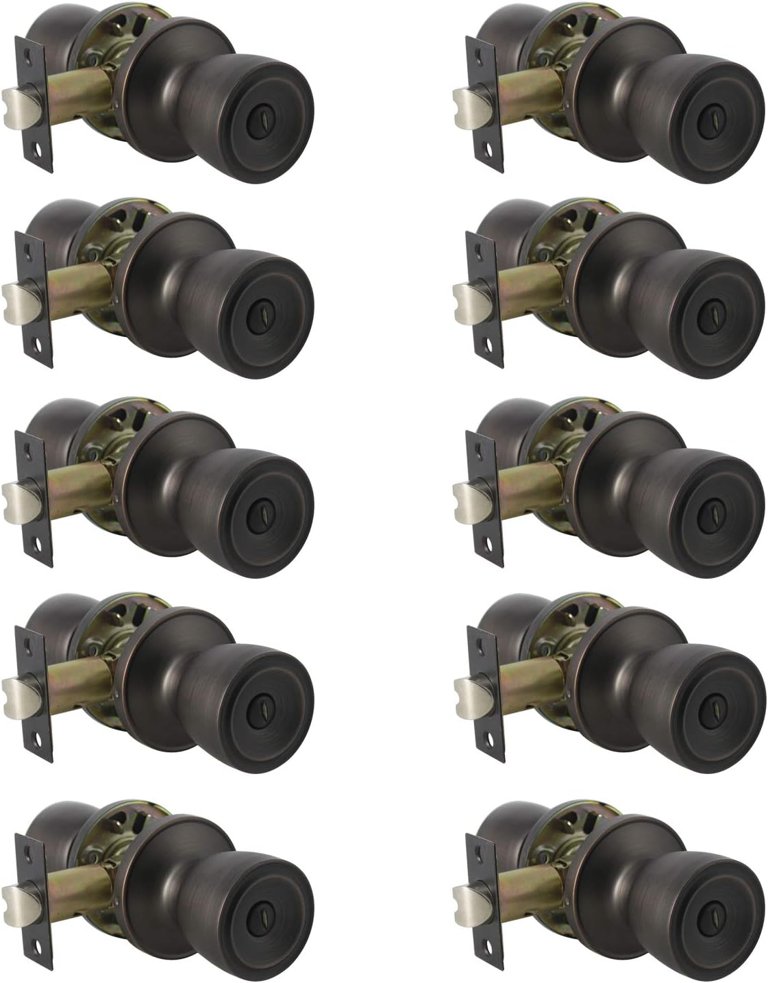 10 Pack Privacy Keyless Doorknobs in Oil Rubbed Bronze L434