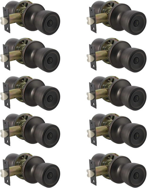 10 Pack Privacy Keyless Doorknobs in Oil Rubbed Bronze L434