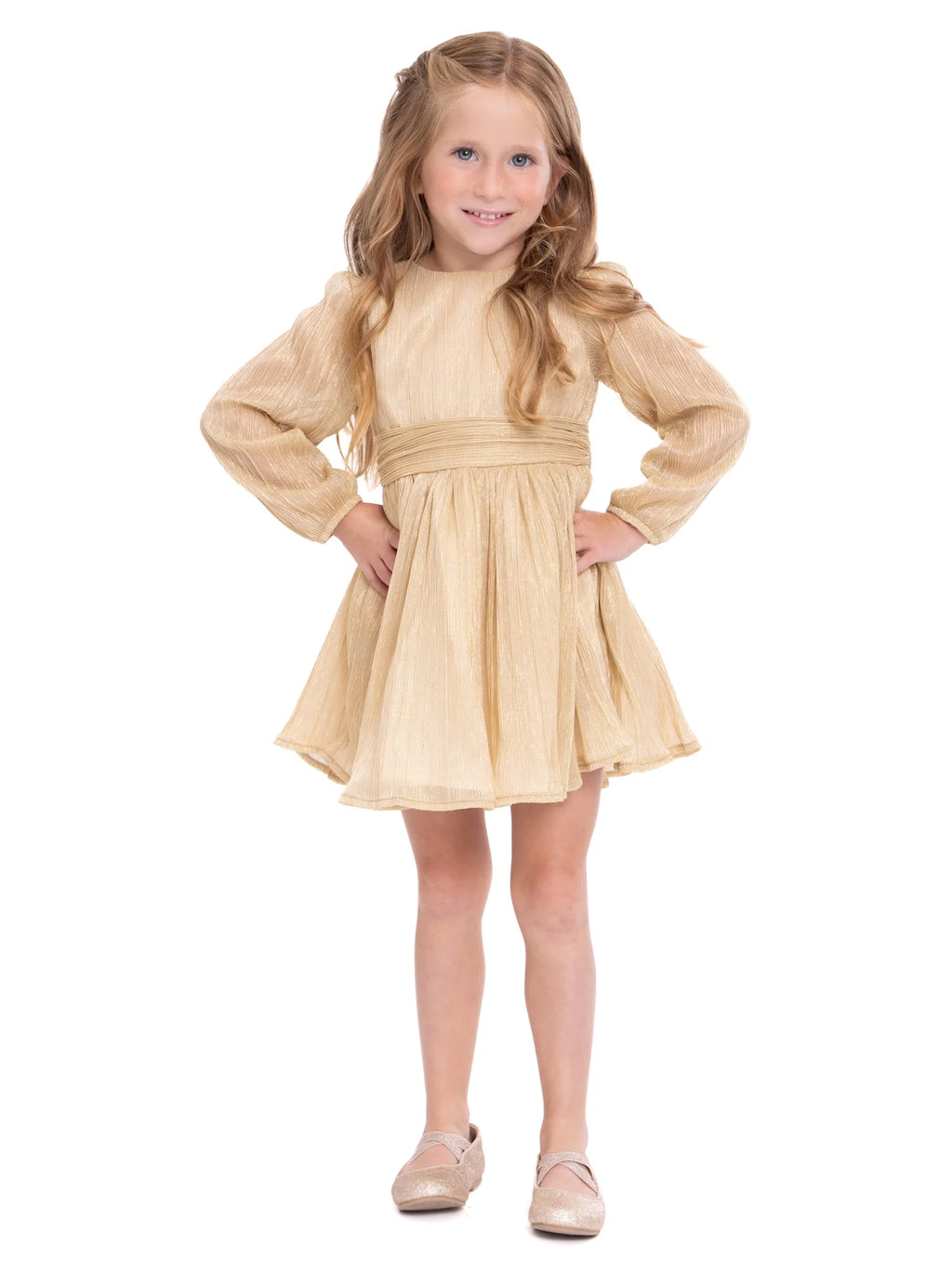 Baby Girls’ Long Sleeve Holiday Dress with Diaper Cover L96097
