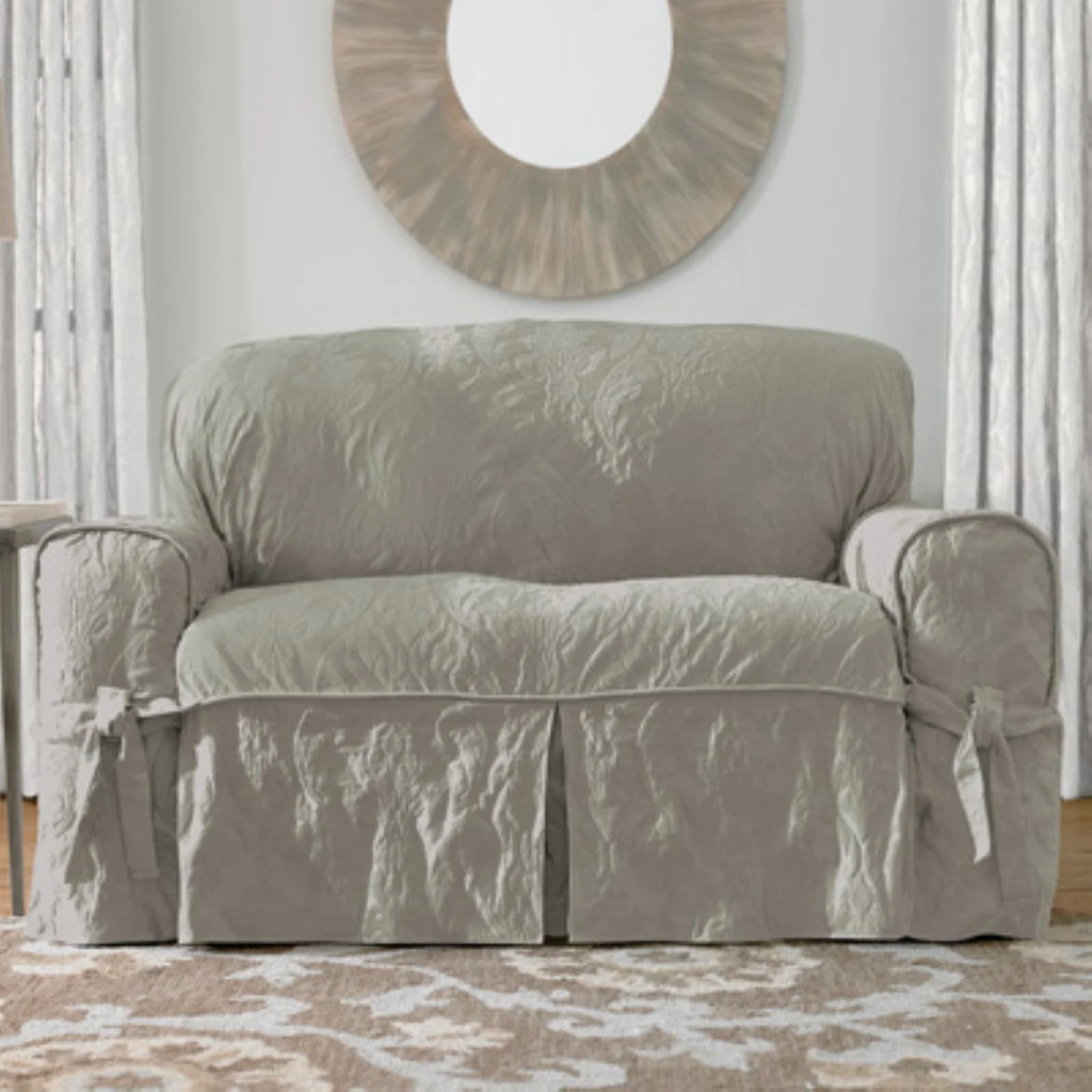 Matelasse Damask Loveseat Cover I183395
