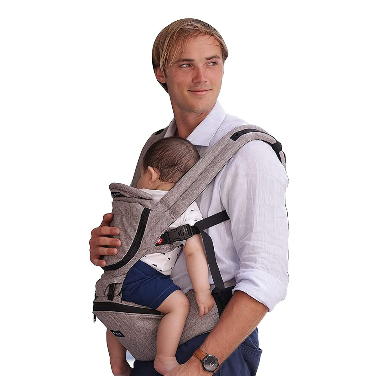 Baby Carrier with Hip Seat, Ergonomic, Stone Grey D9663