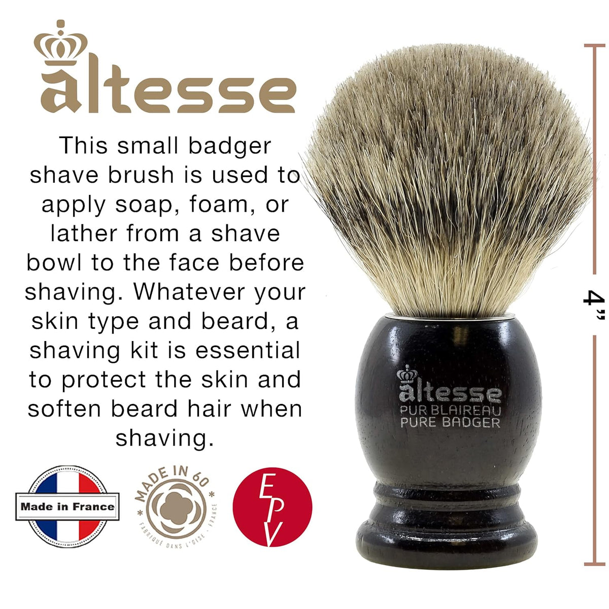 European Grey Badger Shaving Brush E524696