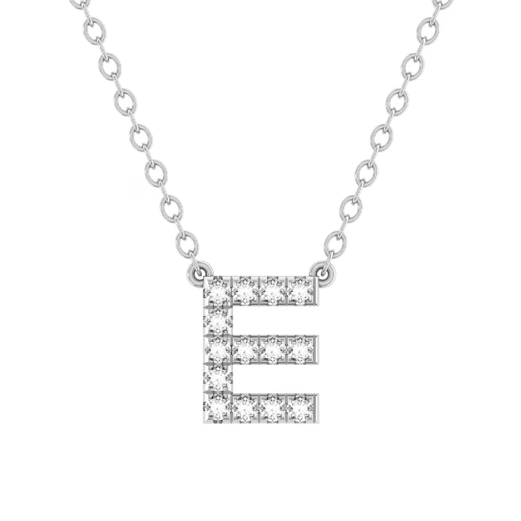 14K White Gold Diamond Initial Pendant Necklace with Silver Cable Chain, 18" J90102