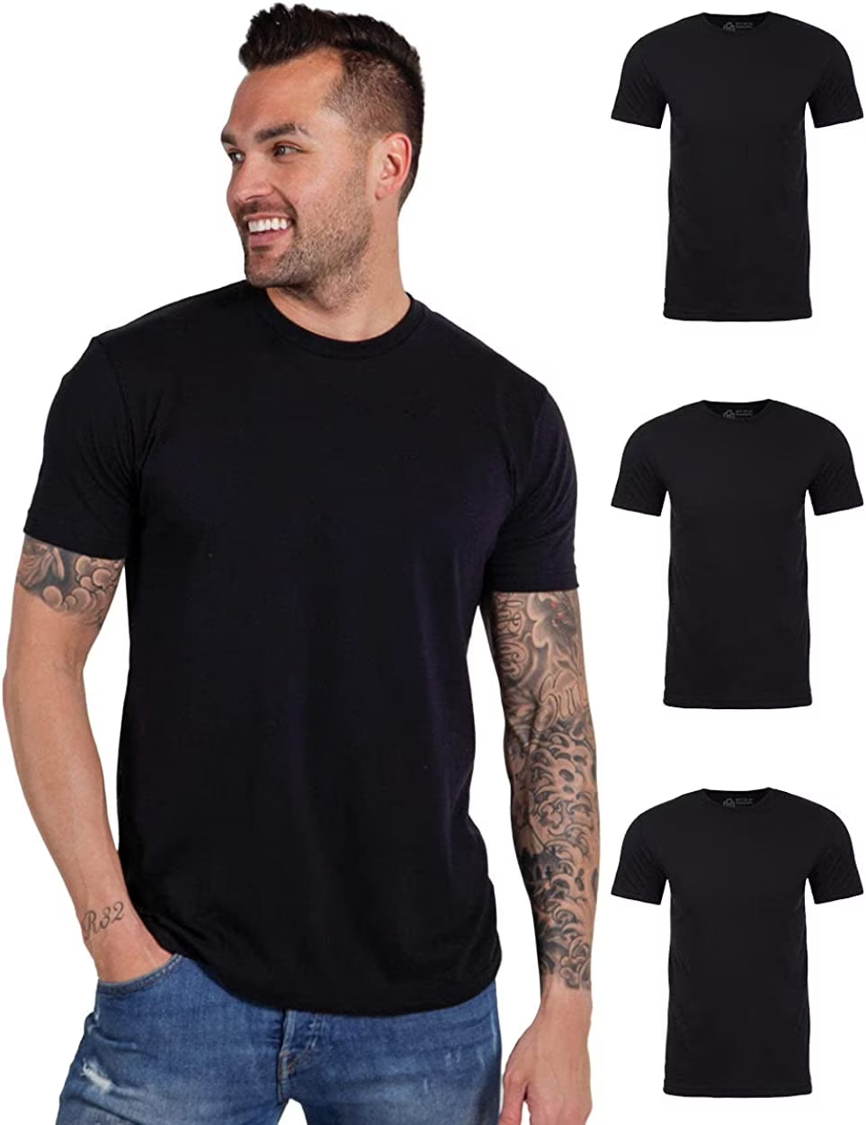 Men's Plain Crewneck T-Shirts 3-Packs, Soft & Fitted, S - 4XL T88682
