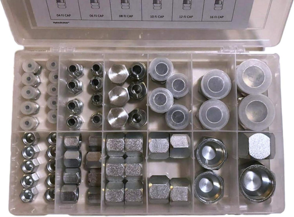 64 Pcs Galvanized Steel Flare Thread Cap & Plug Assortment Kit F273