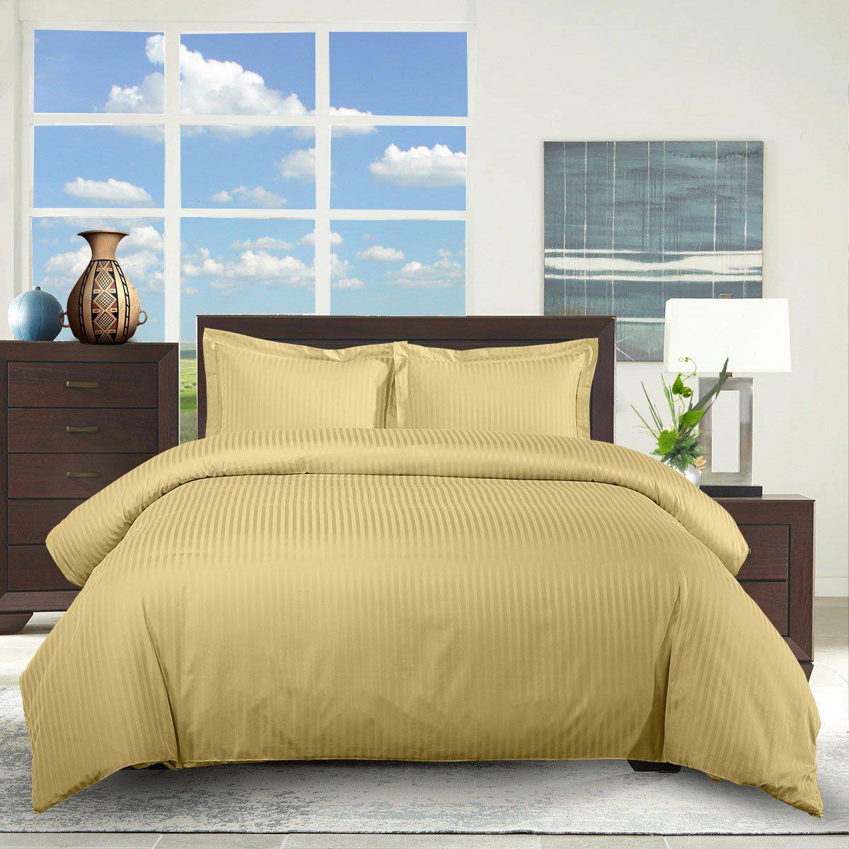 King 100% Cotton Striped Duvet Cover Set T20523