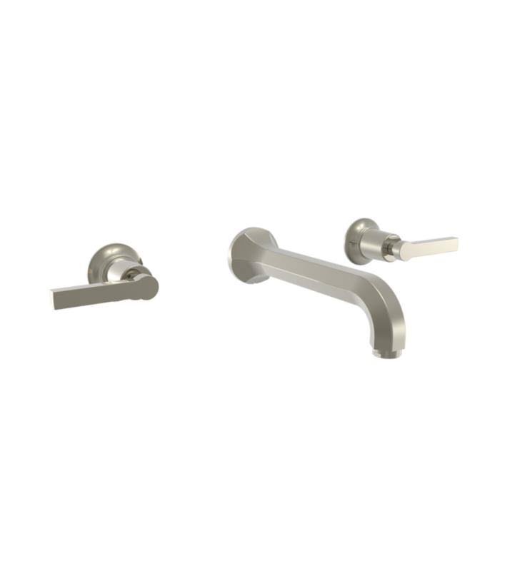 Polished Brass Double Lever Handle Wall Mount Bathroom Sink Faucet B26919