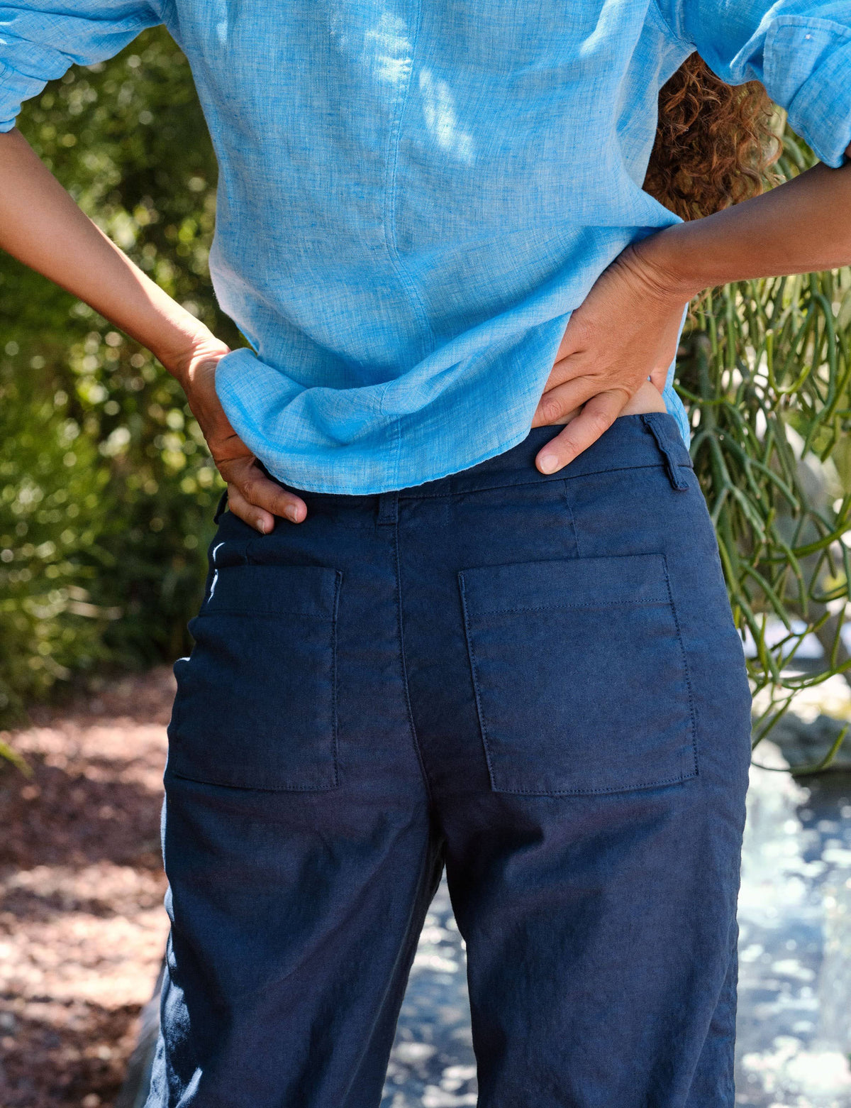 Navy Blue Italian Performance Linen Shirt O650
