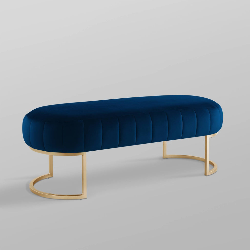 Navy/Gold Velvet Bench C4196