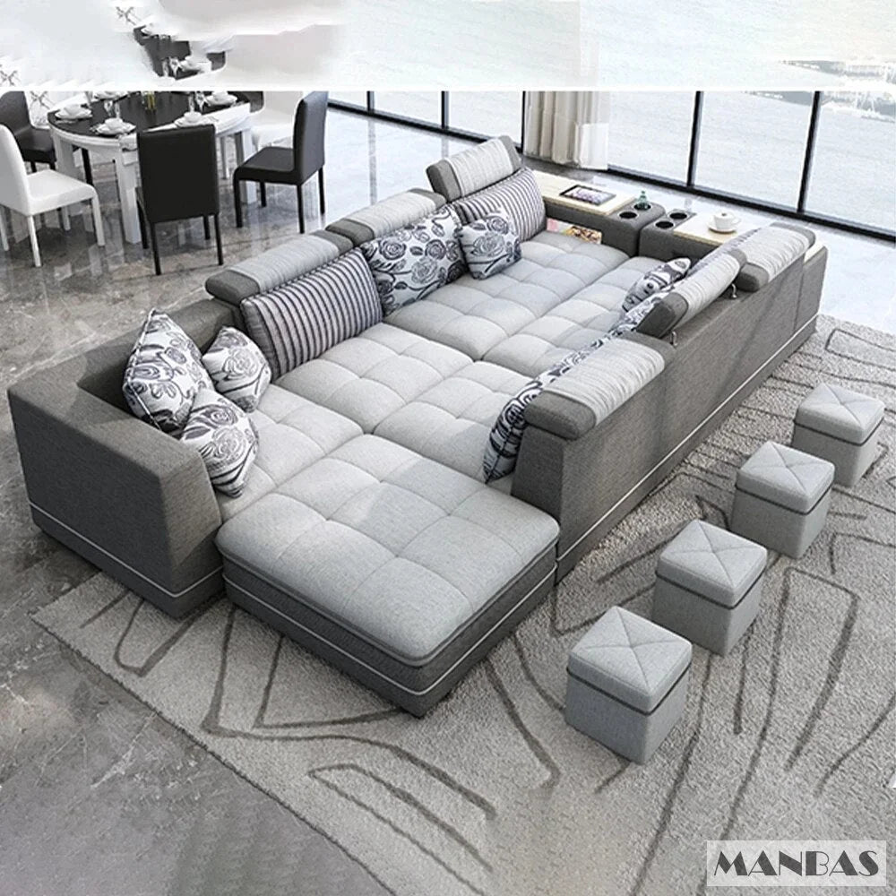 U Shape Corner Fabric Sofa with Bluetooth Speaker G88569