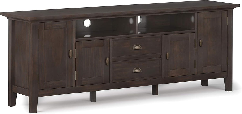 72 inch Solid Wood TV Media Stand Farmhouse Grey I58977