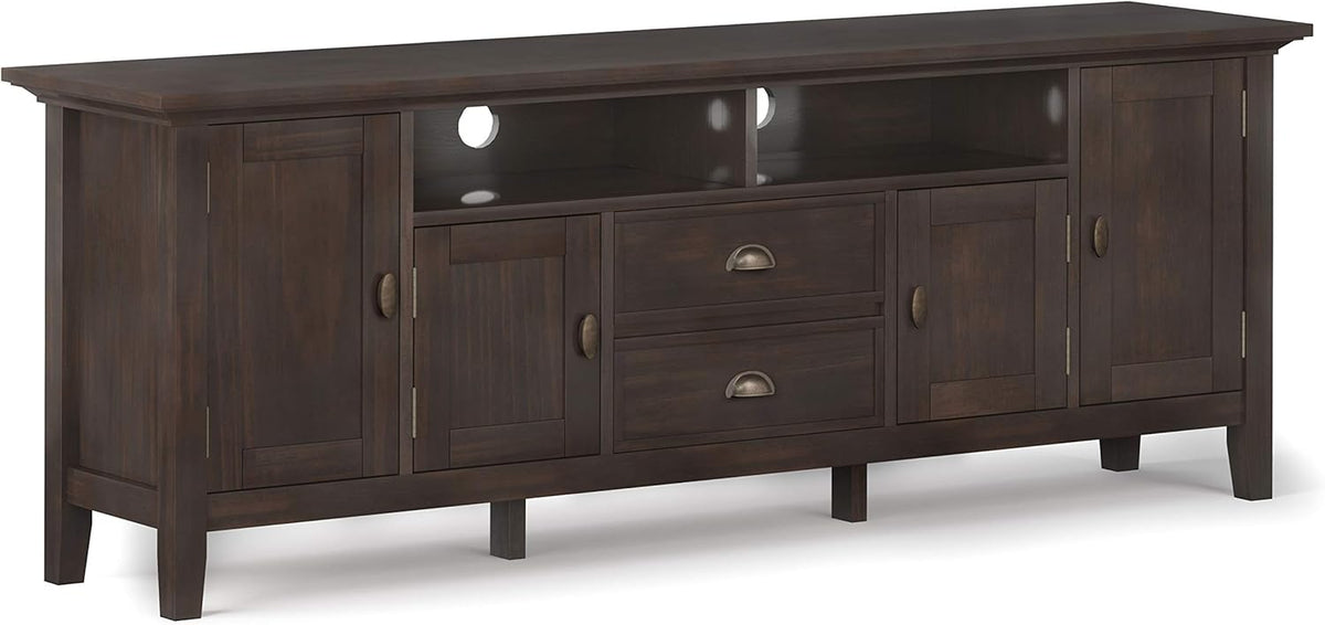 72 inch Solid Wood TV Media Stand Farmhouse Grey I58977