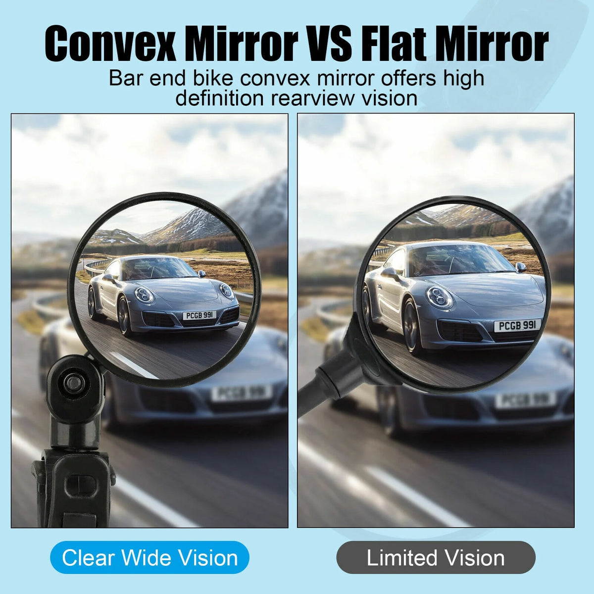 2Pcs Mini Bicycle Rotaty Handlebar Glass Cycling Rear View Mirror H7884