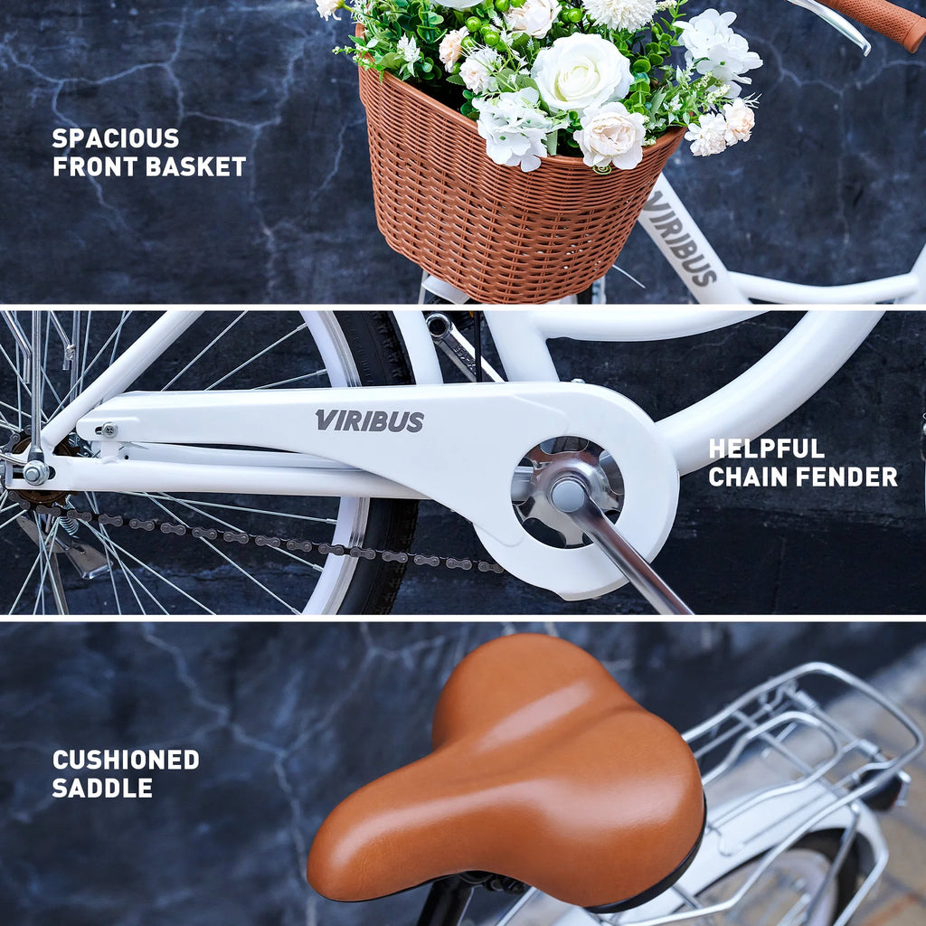 24 Inch Women's Comfort Bike with Basket Step Through Bike M8816