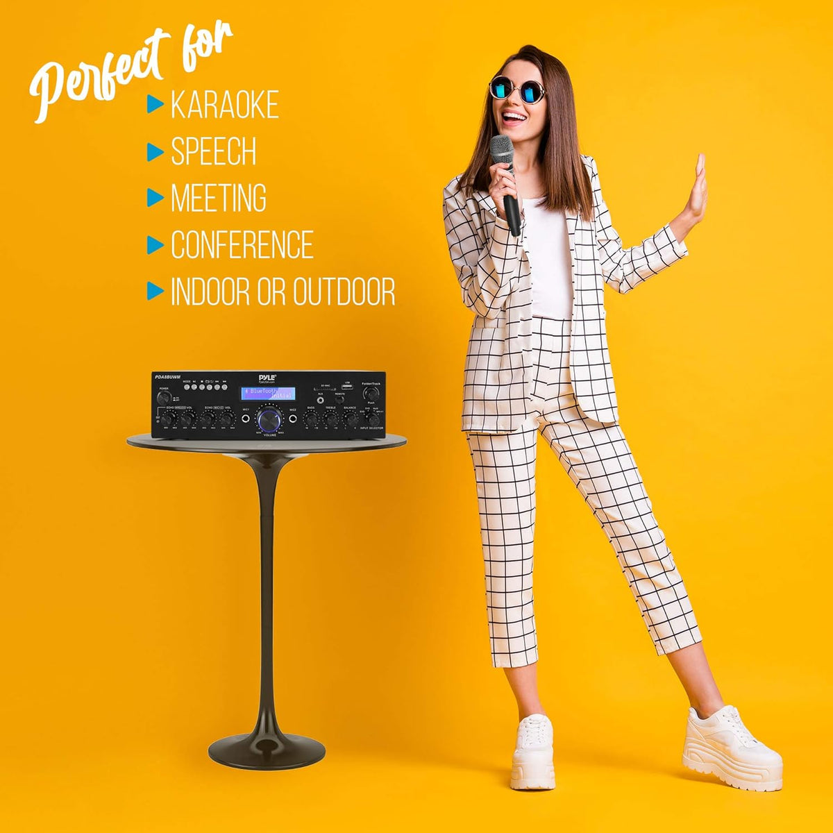 200W Dual Channel Wireless Microphone Amplifier Speaker System with USB, AUX, Echo, Radio Y456816