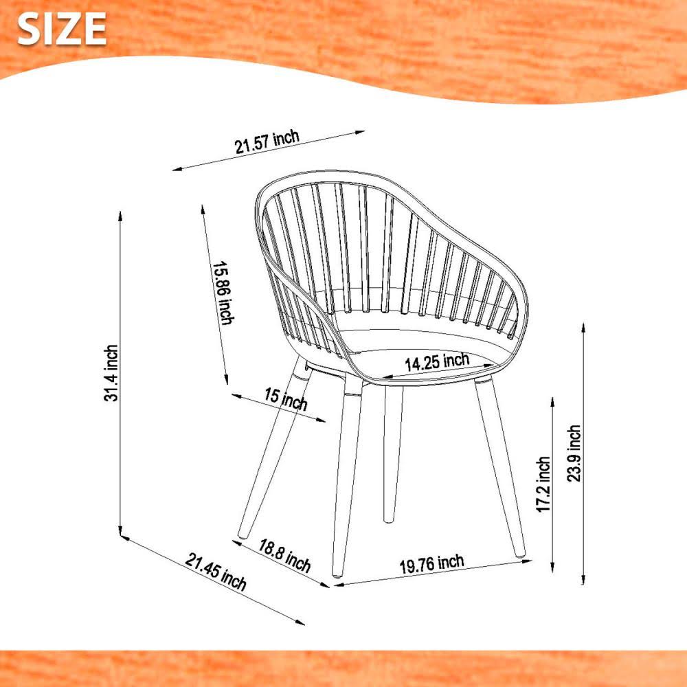 Set of 4 White Wood Frame Dining Chair G38712