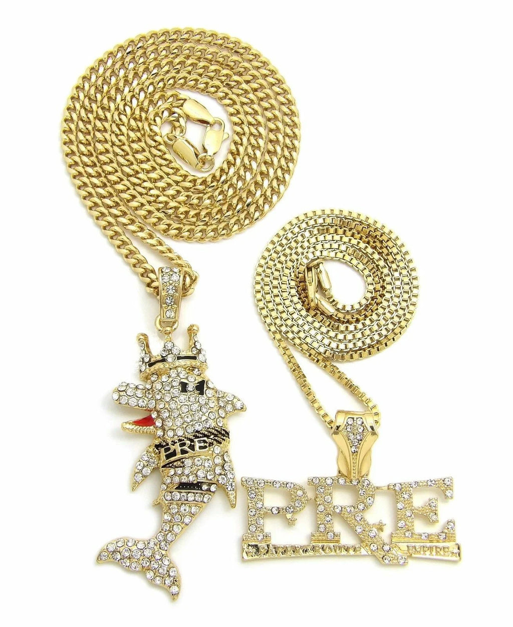 Iced Gold Plated Cubic Zirconia Pendant & Cuban Chain Necklace U55574