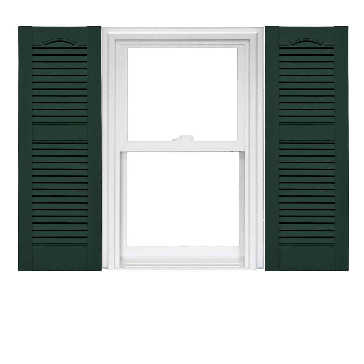 Mid America Open Louver Vinyl Shutters (1 Pair) - 14.5 x 75 Midnight Green C229035