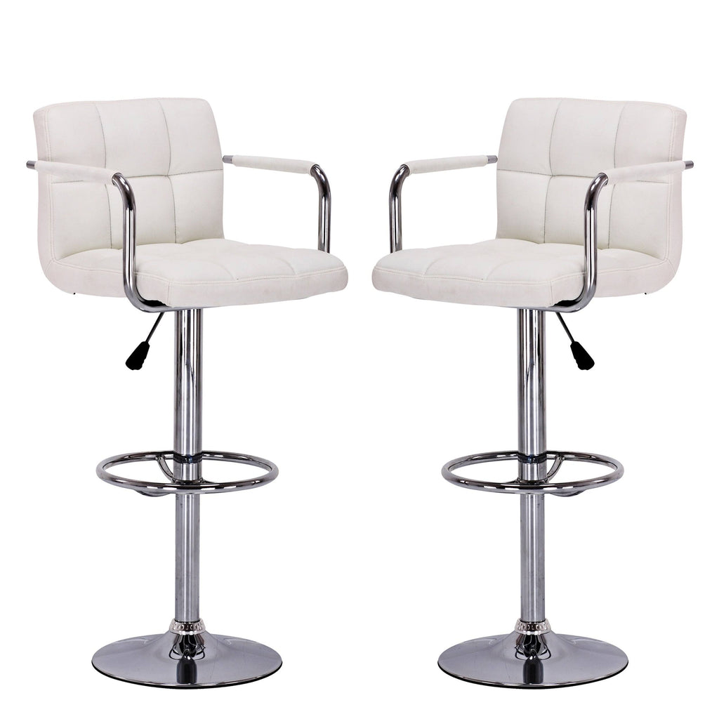 Ivory Adjustable Height Swivel Barstools with Armrest and Footrest (Set of 2) P9770