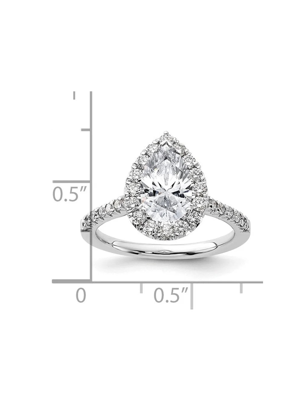 14K White Gold Pear Diamond Engagement Ring K930
