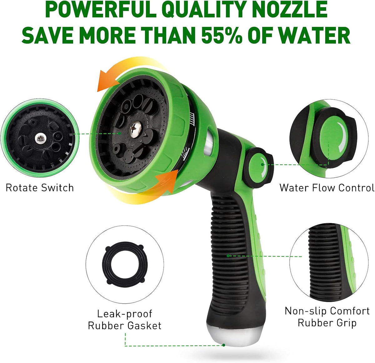 100 ft Expandable Garden Hose with 10 Function Sprayer, Solid Brass Fittings, Triple Latex Core, Pack of 2 M809888