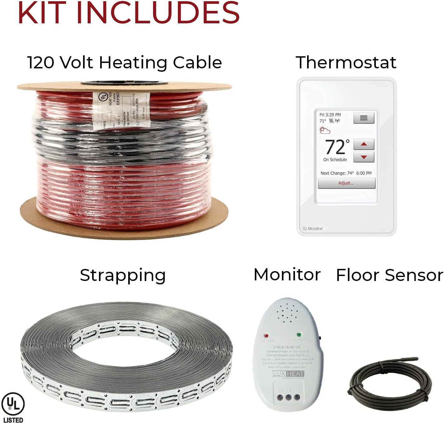 Floor Heating Cable Set 60 Sqft 120v Electric Radiant Floor Heating System with WiFi Programmable Thermostat S6314