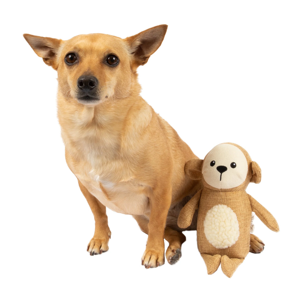 Tan Monkey Plush Dog Toy N3714