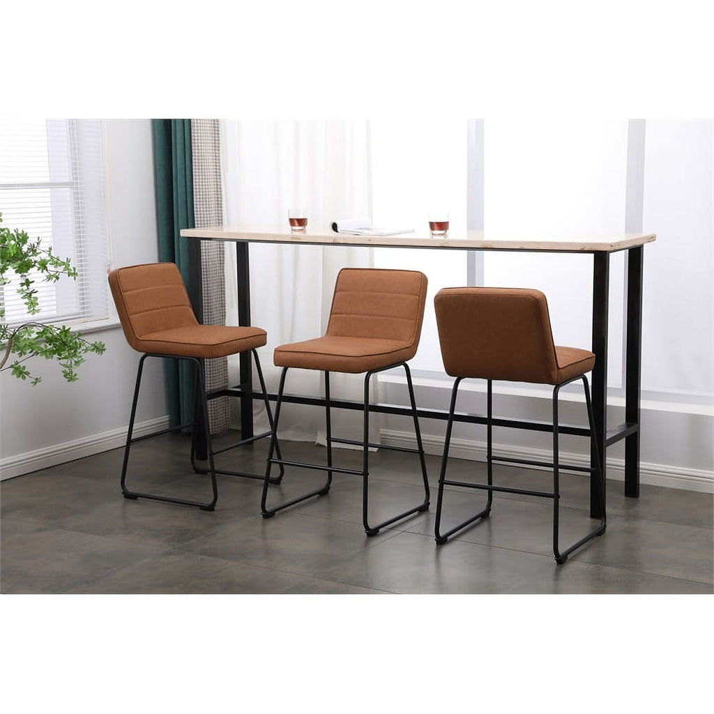 Faux Leather Counter Stool in Camel (Set of 3) C577709