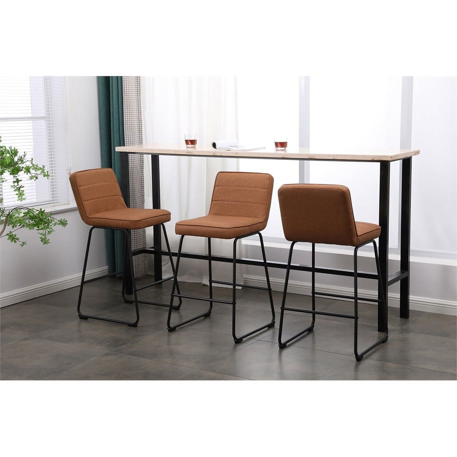 Faux Leather Counter Stool in Camel (Set of 3) C577709