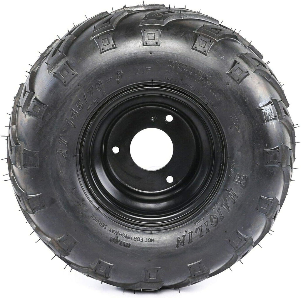 145/70-6 Tire with Rim Wheel for ATV Go Kart UTV Quad, Black Hub Y544123