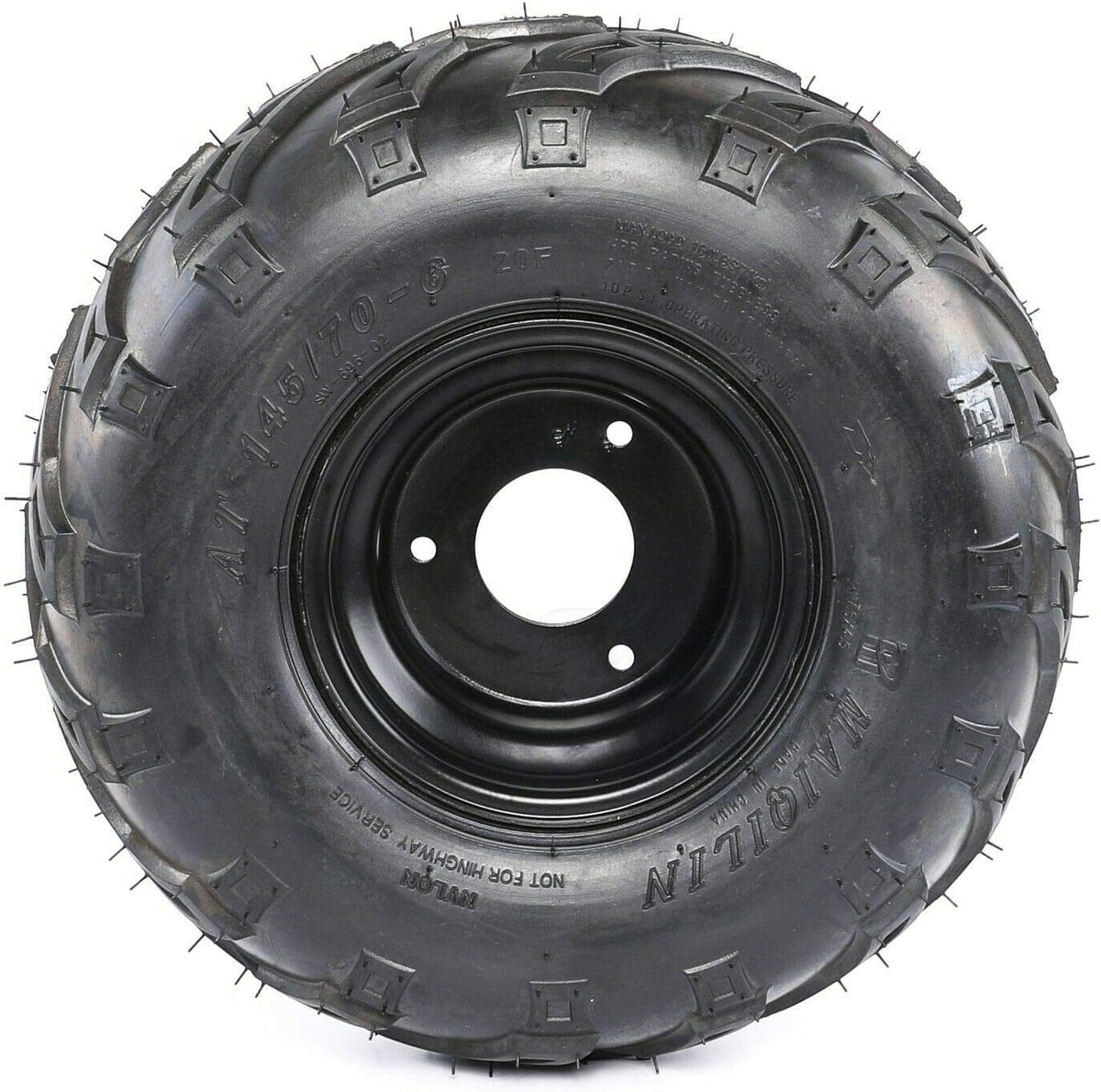 145/70-6 Tire with Rim Wheel for ATV Go Kart UTV Quad, Black Hub Y544123