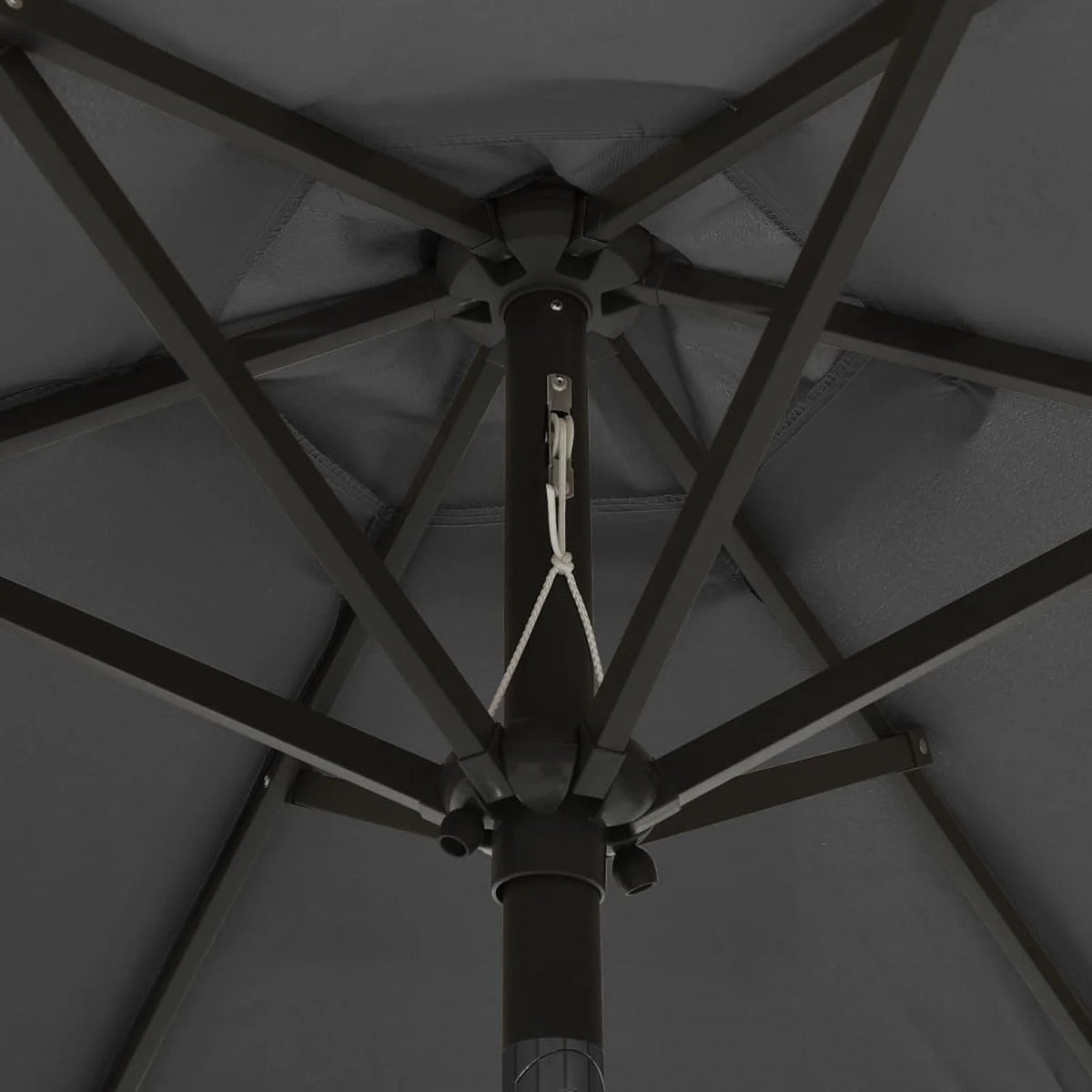 Anthracite Garden Folding Beach Umbrella with LED Lights and Aluminum Pole M4255