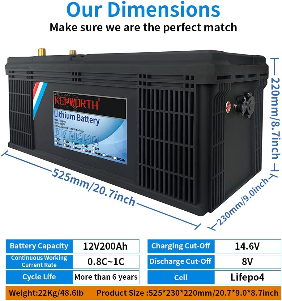 12V 200Ah LiFePO4 Battery with Built-in BMS I788