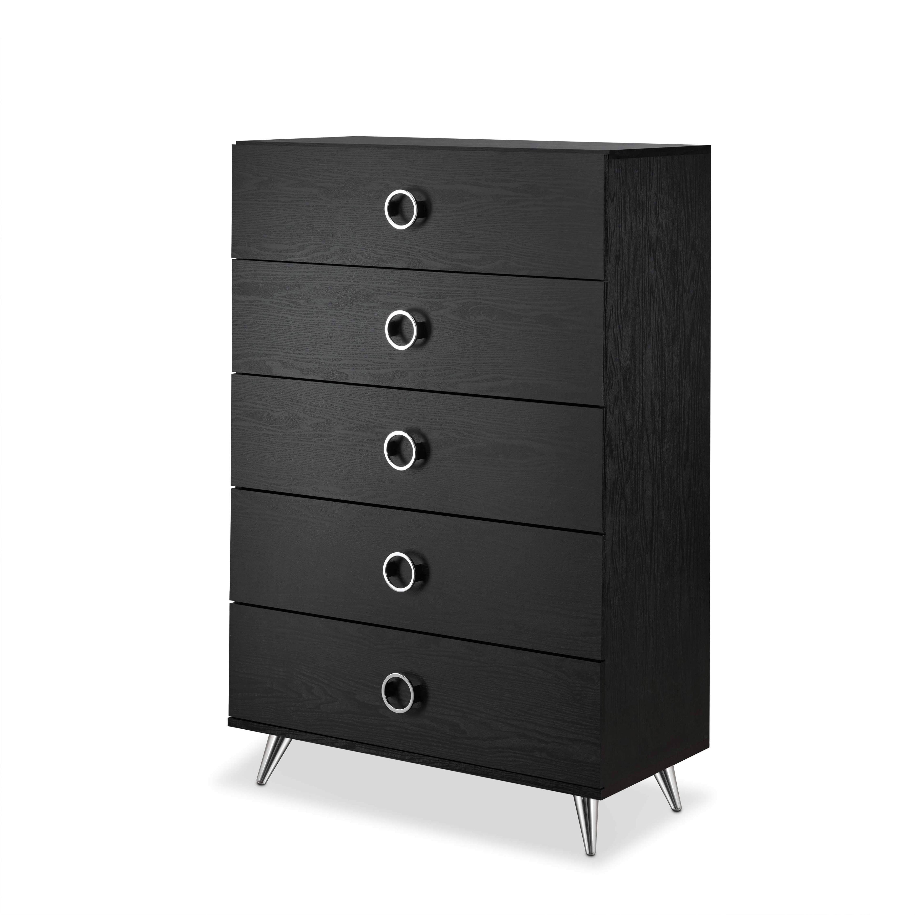 Black and Chrome Particle Board Chest T21629