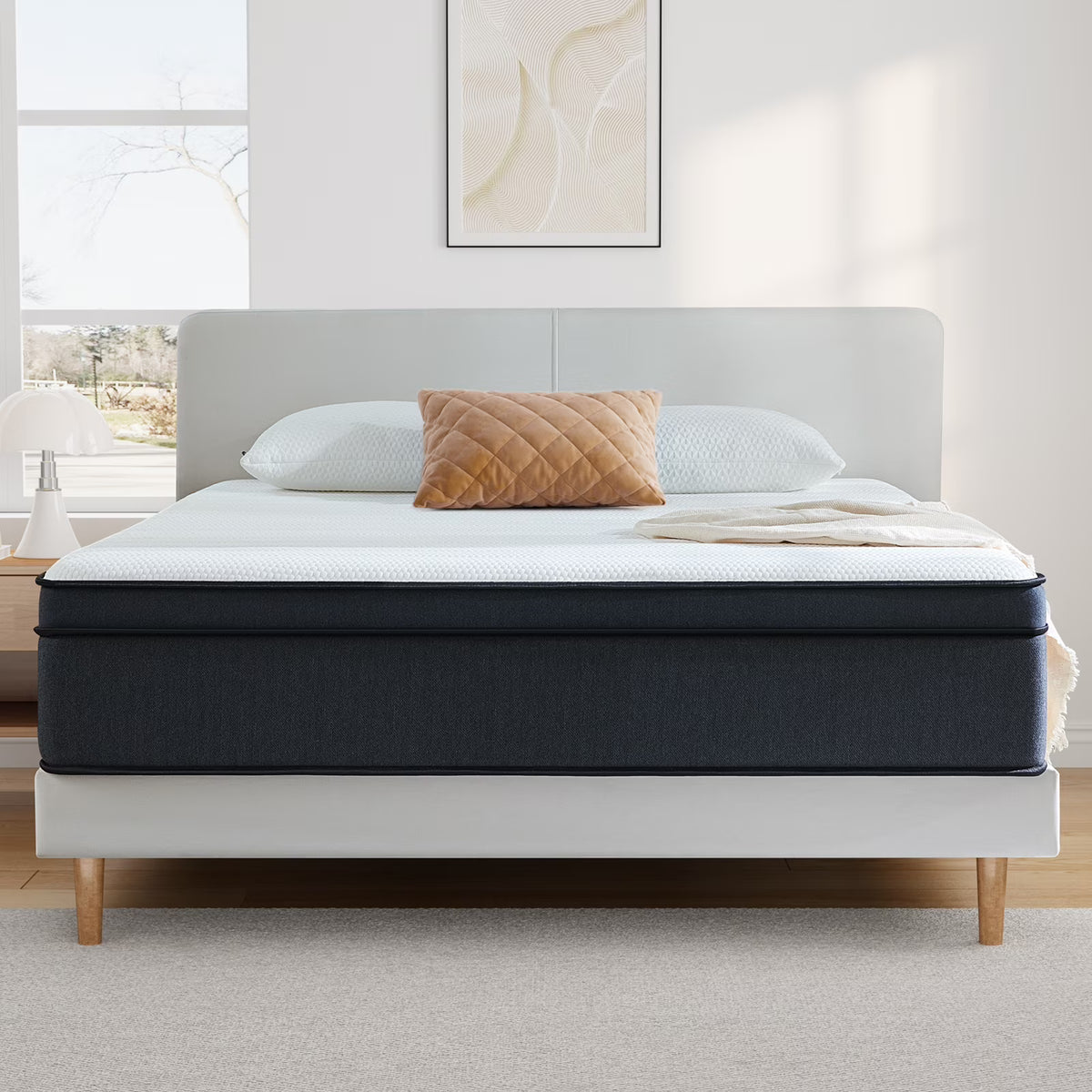 Queen 10 inch Hybrid Medium Firm Innerspring Mattress in a Box J88086