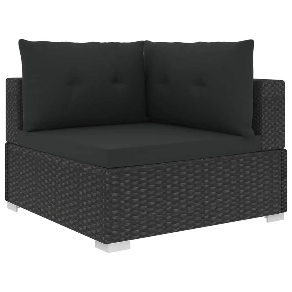 10 Piece Black Poly Rattan Outdoor Sectional Sofa Set I557567