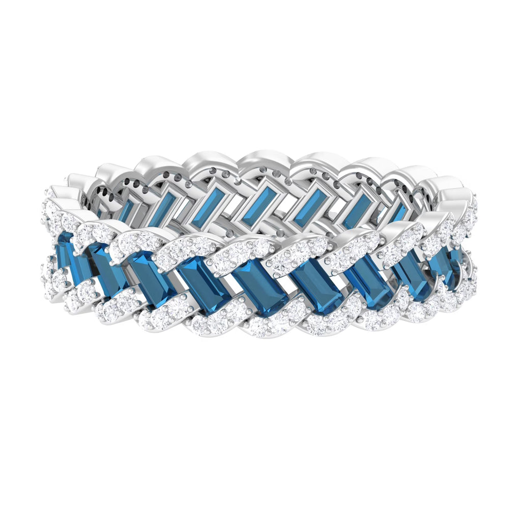London Blue Topaz Diamond 925 Sterling Silver Eternity Band Ring T288285